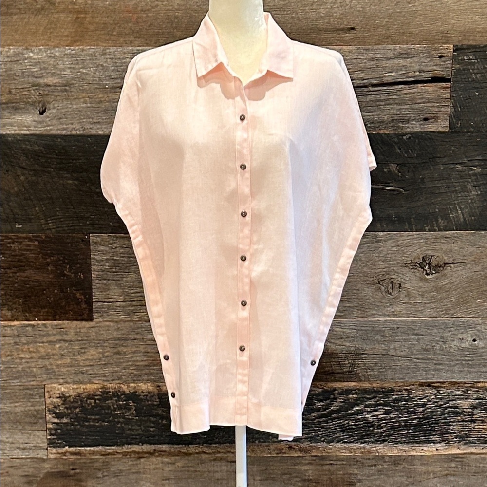 M. Rena 100% Linen Baby Pink Cap Sleeve Tunic. Medium